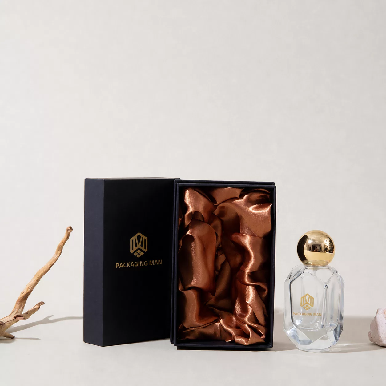 Black Gift Box with Copper Lining Display
